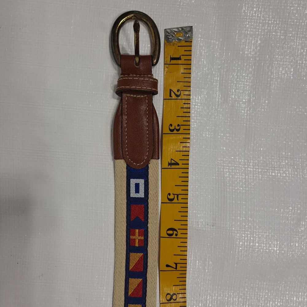 Brooks Brothers Leather And Woven Nautical Belt